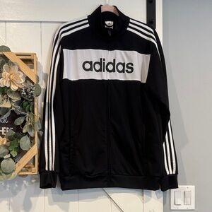 adidas Black & White zip up with pockets Lightweight Track Jacket size medium